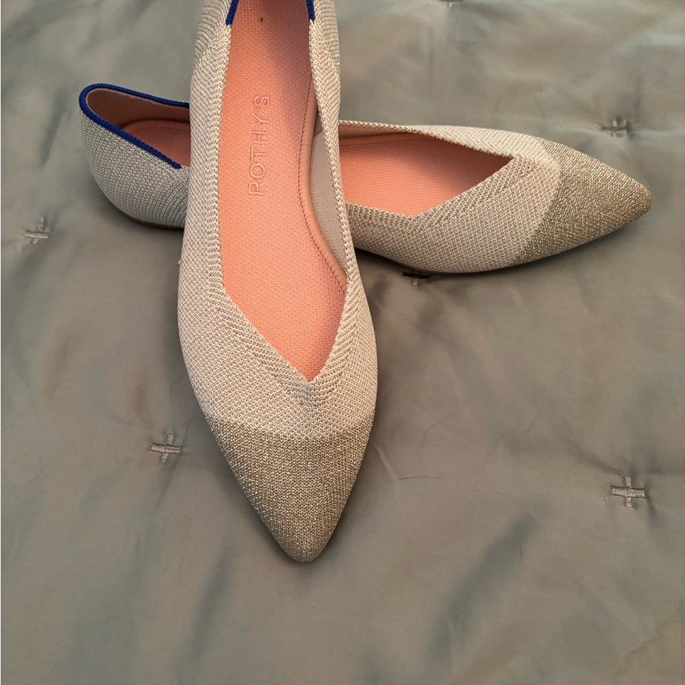 Rothy's Women's Cream and Silver Flats